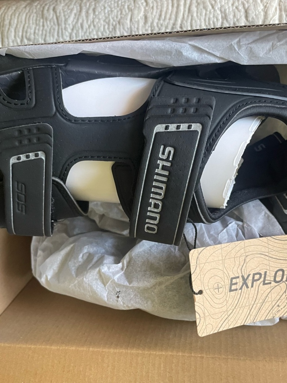 Shimano Black and White Cycling Sandals with SPD Straps unisex. NWT - Picture 4 of 9